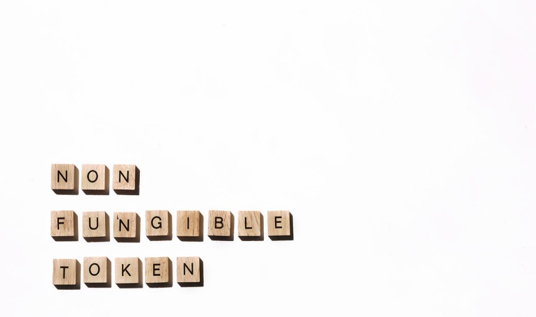 “Non-Fungible Token” Written with Alphabet Blocks