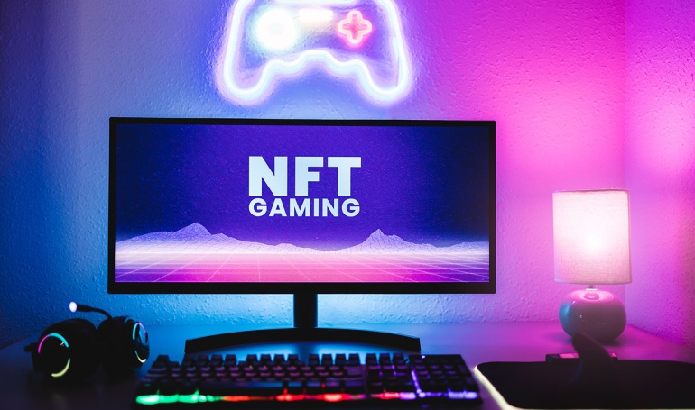 “NFT Gaming” Written On a Computer Screen