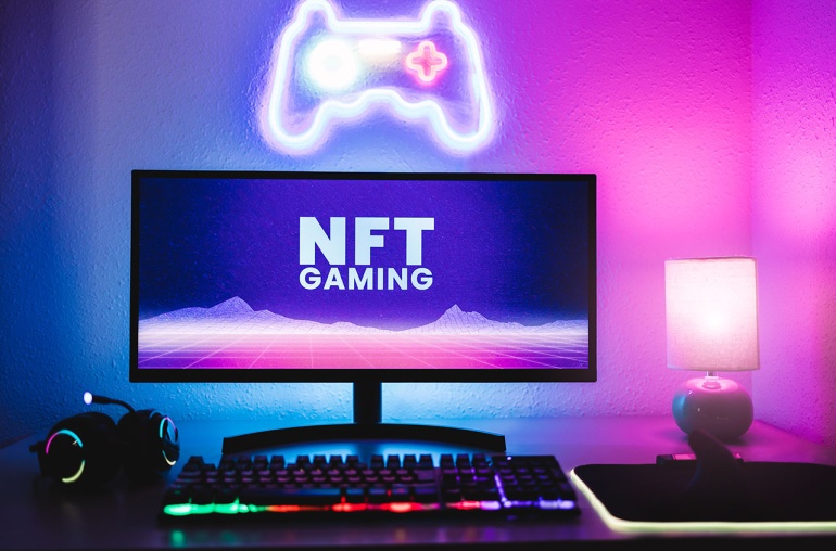 “NFT Gaming” Written On a Computer Screen